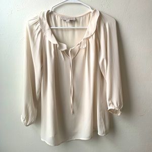 LOFT Cream 3/4 Sleeve Blouse